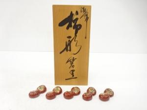 柿右衛門窯造　染錦　柿形　箸置き　5客揃